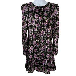 Paris Atelier & Other Stories Cottagecore Floral Rose Black Mini Dress Size 4